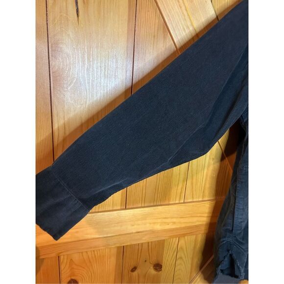 OFFLINE By Aerie Size M Corduroy Quarter Zip Shacket Shirt Black Oversized Raw n - Picture 4 of 7